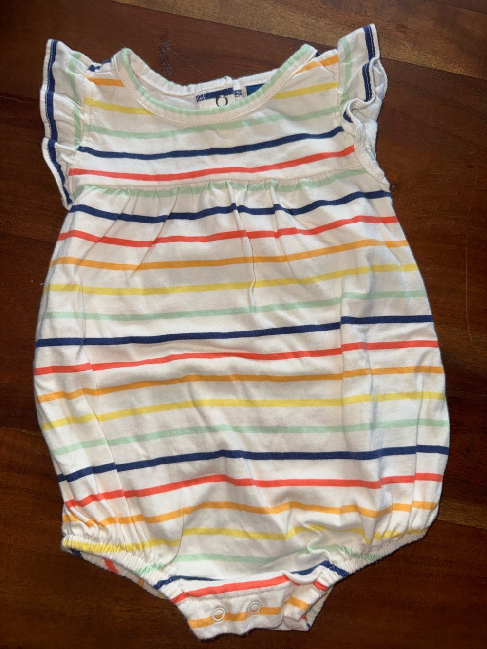 Old‎ Navy White Striped Jumpsuit with Rainbow Stripes